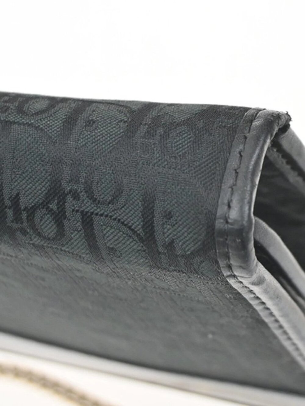 CHRISTIAN DIOR Trotter Pattern 2way Clutch Hand Bag Canvas Leather Black 38KC787 - Picture 7 of 15